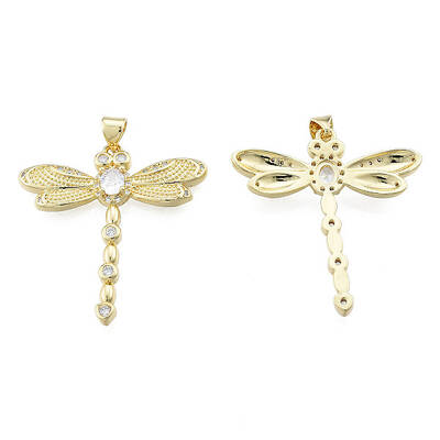 Brass Micro Pave Clear Cubic Zirconia Pendants