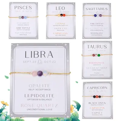 Zodiac Crystal gemstone bracelet Wedding Engagement Daily Birthday Auspicious Anniversary gifts for women