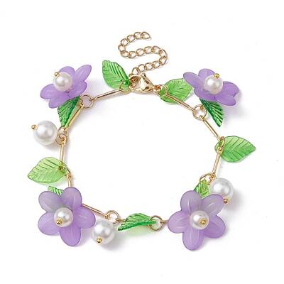 Acrylic Flower & Glass Pearl Charm Bracelets