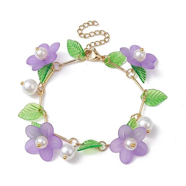 Acrylic Flower & Glass Pearl Charm Bracelets