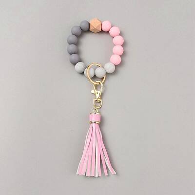 Silicone Round Beaded Keychain Wristlet