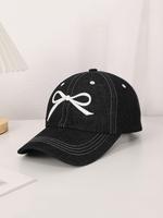 Women's Cute Bowknot Embroidered Baseball Hat, Casual Minimalist Baseball Hat for Daily Life, Fashion All-match Y2k Accessori...