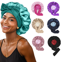 Satin Bonnet, Silk Bonnet for Sleeping, Silk Sleep Cap, Double Layer Hair Bonnet Elastic Tie Band For Women, Curly Hair, Nigh...