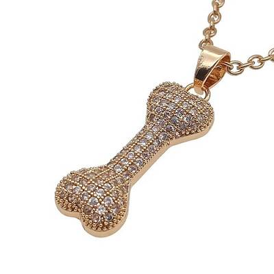 Bone Stainless Steel Rhinestone Pendant Necklaces for Women
