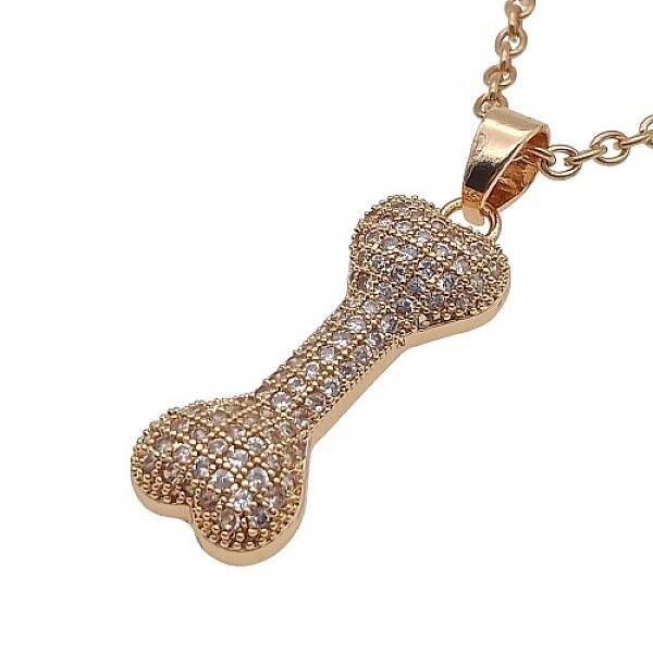 Bone Stainless Steel Rhinestone Pendant Necklaces for Women