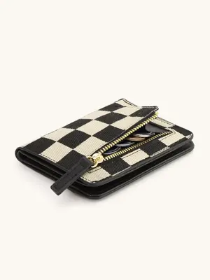 Checked Pattern Wallets for Women, Fashionable Plaid Pattern Card Holder, Slim Bifold Credit Card Holder Minimalist Zipper Co...