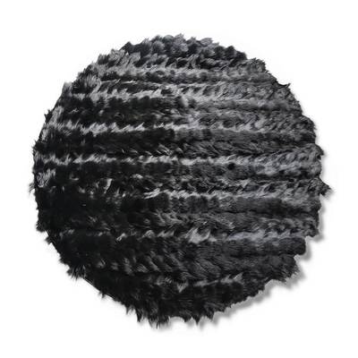 Black Natural Fur Round Shaggy Rug