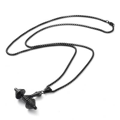 PVD Vacuum Plating 304 Stainless Steel Dumbbell Pendant Necklaces