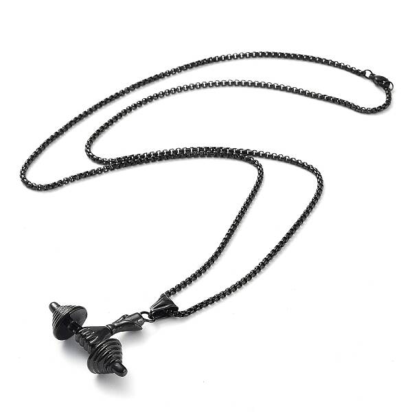 PVD Vacuum Plating 304 Stainless Steel Dumbbell Pendant Necklaces