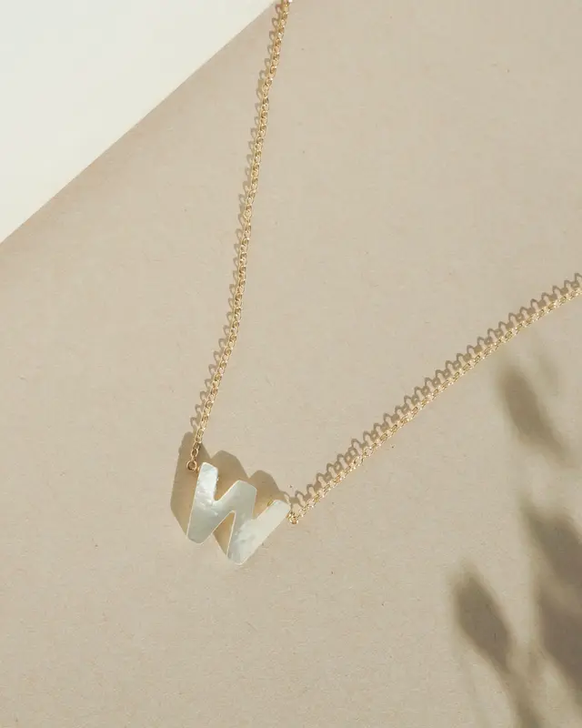 Dawn Initial Necklace | Metal Color: Solid 14K Gold | Style: W