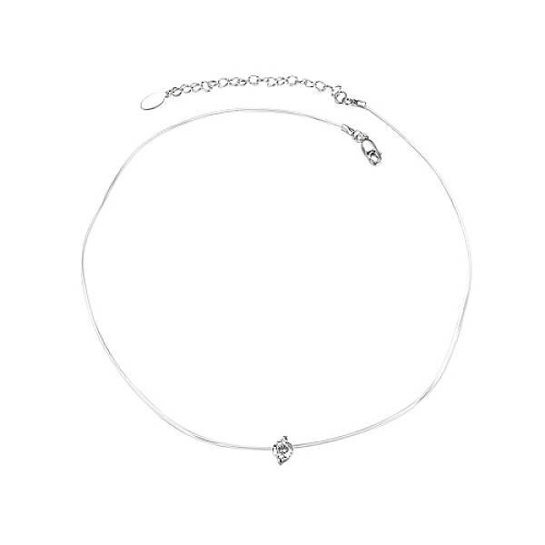 Rhodium Plated Sterling Silver Cubic Zirconia Pendant Necklaces