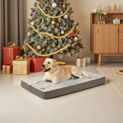 KSIIA Orthopedic Pets Waterproof Crate Bed Luxurious Washable Bed with Egg Crate Foam and Detachable Cover Dog furniture Mat...