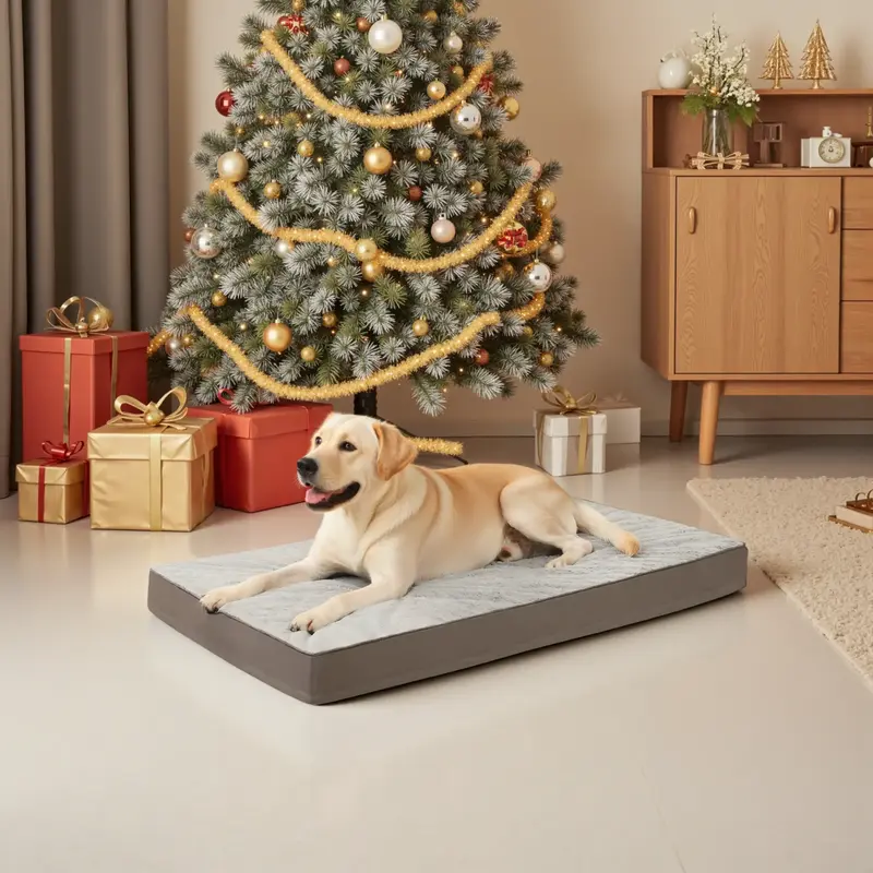 KSIIA Orthopedic Pets Waterproof Crate Bed  Luxurious Washable Bed with Egg Crate Foam and Detachable Cover Dog furniture Mat...