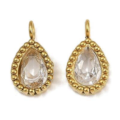 304 Stainless Steel Micro Pave Cubic Zirconia Charms