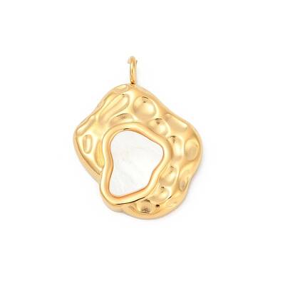 304 Stainless Steel Pave Natural White Shell Pendants
