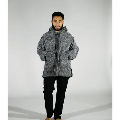 CRCNT'S Black and Grey Djellaba Coat for MEN