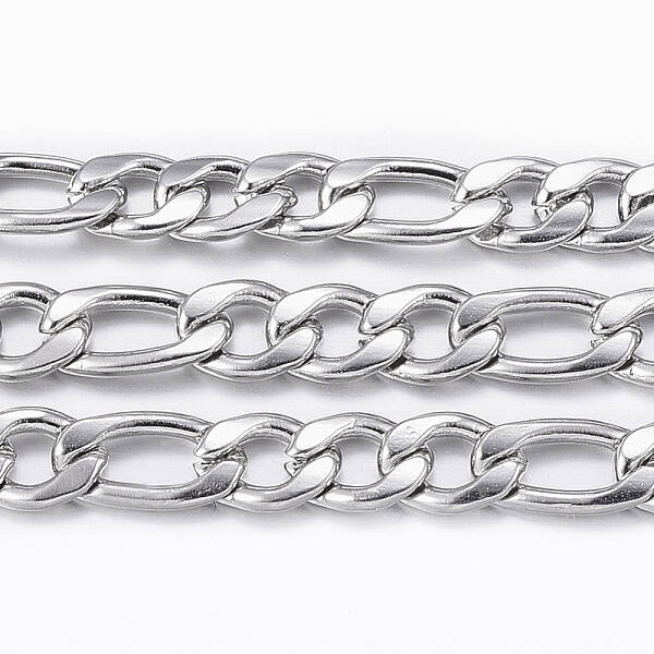 Non-Tarnish 3.28 Feet 304 Stainless Steel Figaro Chains