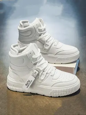 Men's Fashionable Letter Label Lace Up High Top Skate Shoes, Casual Comfortable Sports Shoes for Daily Wear, Male All-match R...