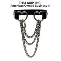 ThatDripTho Punk Goth Style Layered Chain Leather Necklace Choker for Men & Women, Fashion Jewelry for Party, Daily Wear, Dur...