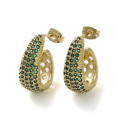 Brass Micro Pave Cubic Zirconia Stud Earrings
