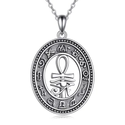Sterling Silver Ankh & Eye Of Horus Pendant Necklace