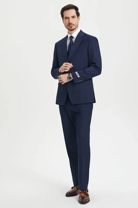 Mens Stacy Adams Suit - Stacy Adams  Suit Men's Two Button Vested Designer Suit - Navy Blue