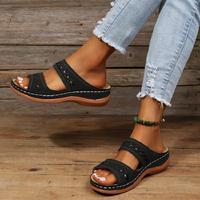 Women's Orthopedic Sandals with Arch Support Hollow Out Peep Toe Wedges Slippers for Indoor and Outdoor