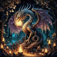 5D DIY Diamond Arts Colorful Painting Kit, Dragon Pattern Diamond Arts Colorful Painting, Handmade Art Crafts for Home Decor