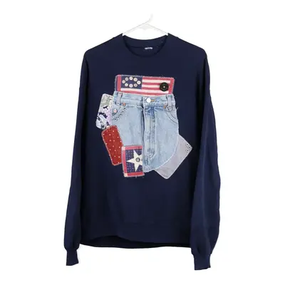 Unbranded Graphic Sweatshirt - XL Navy Cotton Blend