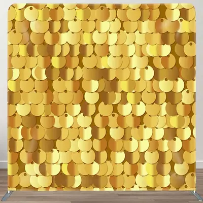 Aperturee Mirror Gold Sequins Party Square Tension Backdrop, 6X6FT(1.8X1.8M), 111 USD, DSZH0F638-F, square double-sided backd...