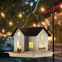 MrCrafts Hanging Solar Bird Feeder, Metal Bird House feeder, Outdoor Solar Lantern, 9.36 in*6.69 in*6.37 in, Garden Decor for...