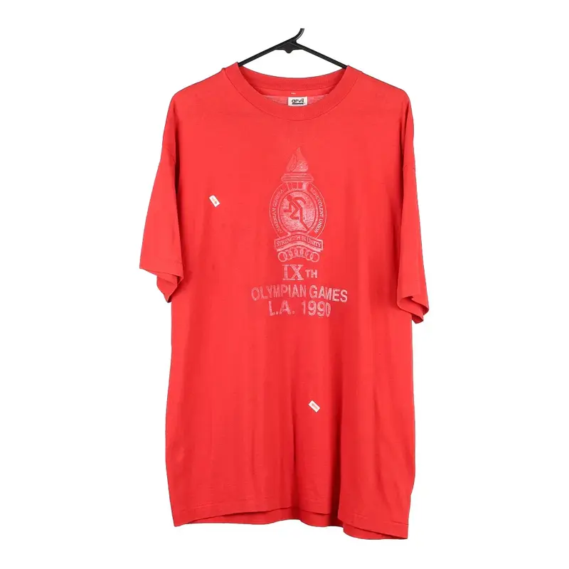 Olympian Games L.A. Anvil Graphic T-Shirt - XL Red Cotton