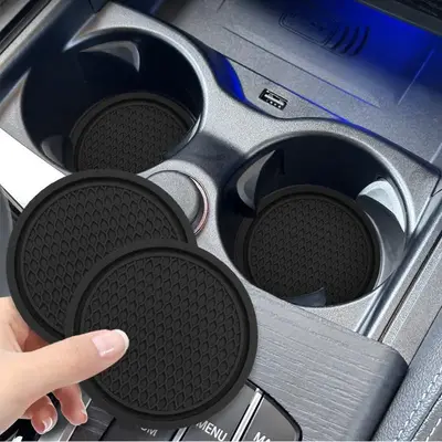 Car Cup Holder Coaster, 2 Counts Round Heat Insulation Cup Mat, Universal Non-slip Car Cup Holder Pad, Car Interior Accessori...