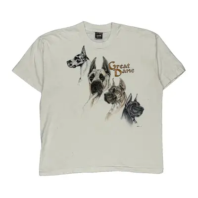 Great Dane Fruit Of The Loom Graphic T-Shirt - XL White Cotton Blend