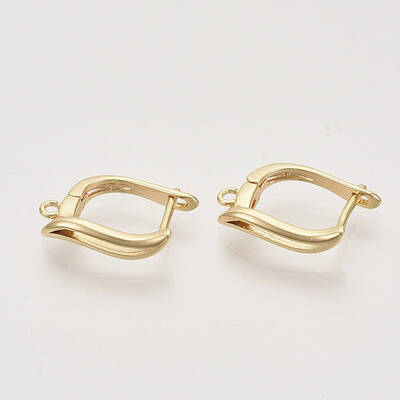 Brass Hoop Earring Findings with Latch Back Closure