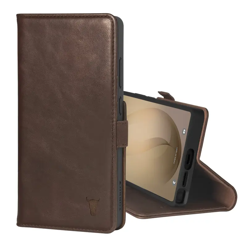 Samsung Galaxy S26 Ultra Leather Wallet Case (with Stand Function) - Dark Brown