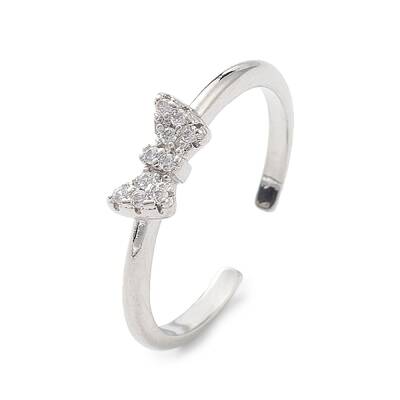 Clear Cubic Zirconia Butterfly Open Cuff Ring