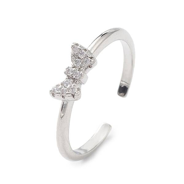 Clear Cubic Zirconia Butterfly Open Cuff Ring