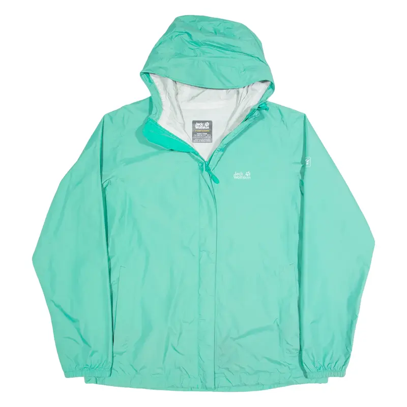 JACK WOLFSKIN Womens Rain Jacket Green Hooded UK 18