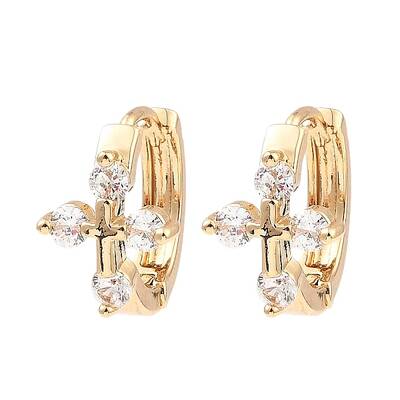 Brass Micro Pave Cubic Zirconia Hoop Earrings