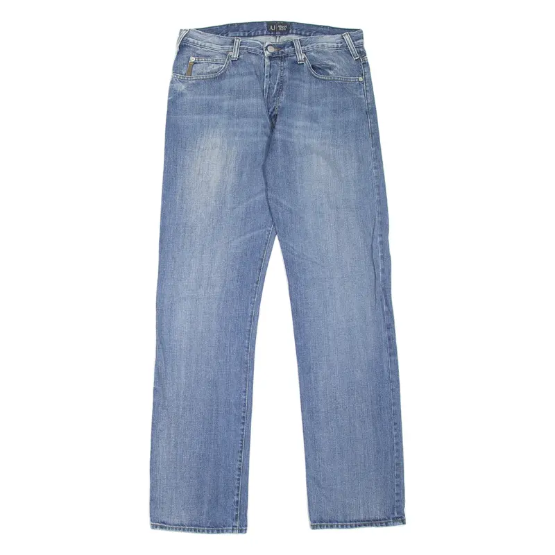 ARMANI JEANS Mens Jeans Blue Regular Straight Stone Wash W33 L34