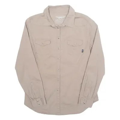ARIZONA Womens Plain Shirt Brown Long Sleeve UK 14