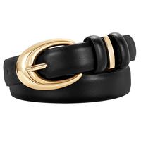 JASGOOD Women Leather Belt for Jeans Pants Fashion Ladies Skinny Faux Leather Belt with Gold Buckle