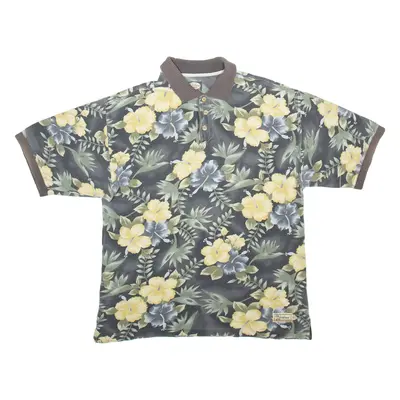 TOMMY BAHAMA Mens Polo Shirt Grey Floral L