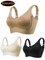 Women's Solid Wireless Bra, Comfortable Breathable Seamless Bra, Soft Wide Strap Bra for Daily Wear, Lingerie for All Seasons