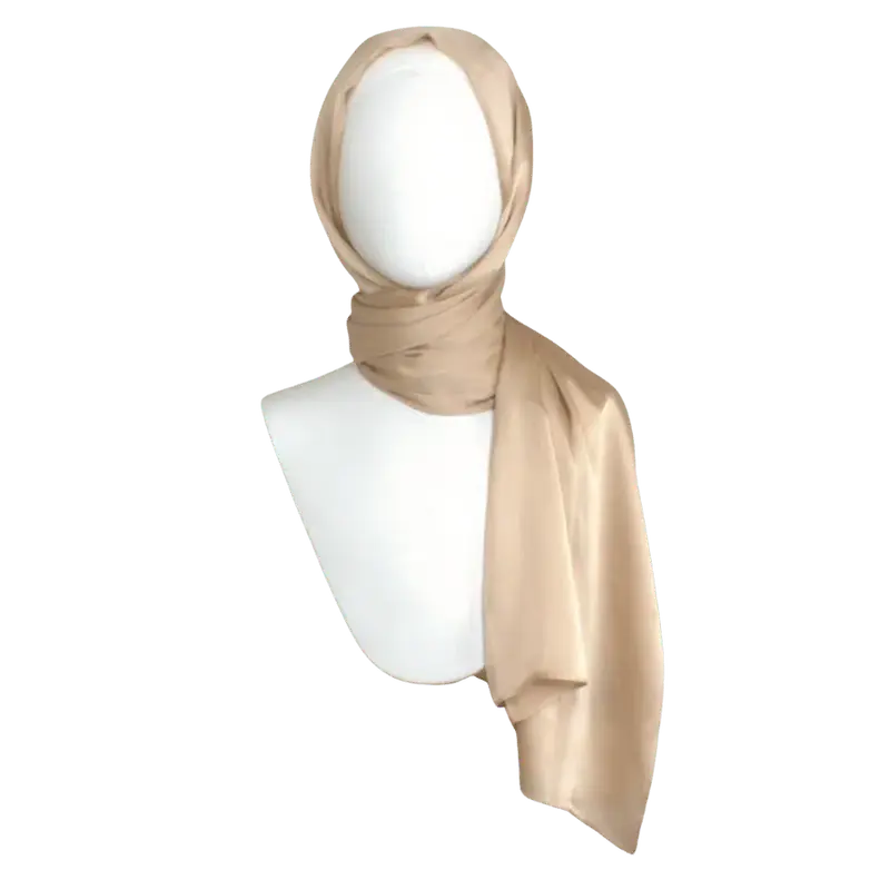 Luxe Elegance Satin Crinkle Hijab - Golden Pearl