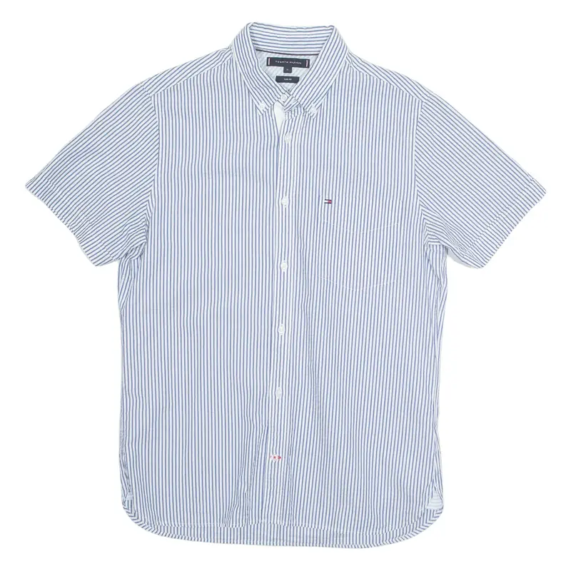 TOMMY HILFIGER Slim Fit Mens Shirt Blue Striped M