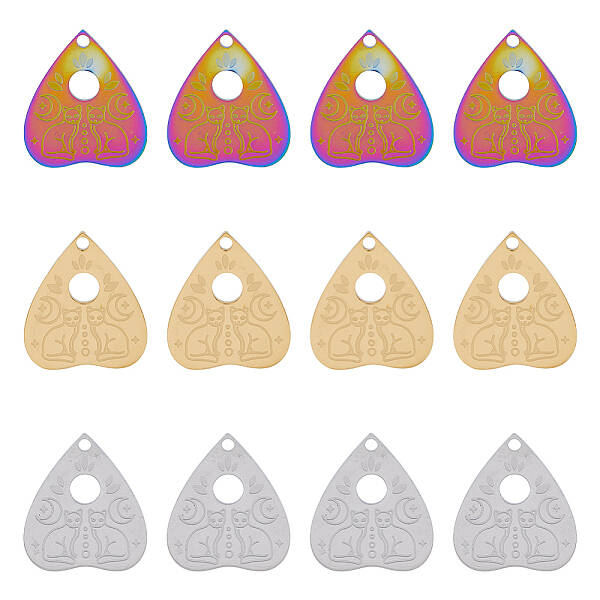 12Pcs 3 Colors 304 Stainless Steel Pendants