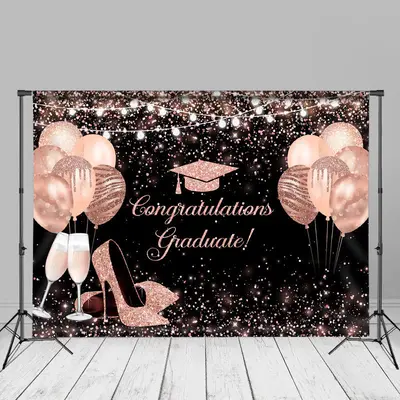 Rose Gold Heel Balloon Grad Photography Backdrop - Aperturee