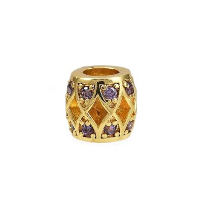 Hollow Barrel Rack Plating Brass Cubic Zirconia European Beads